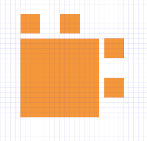 16 by 16 square, with 4 by 4 squares around it as a guide
